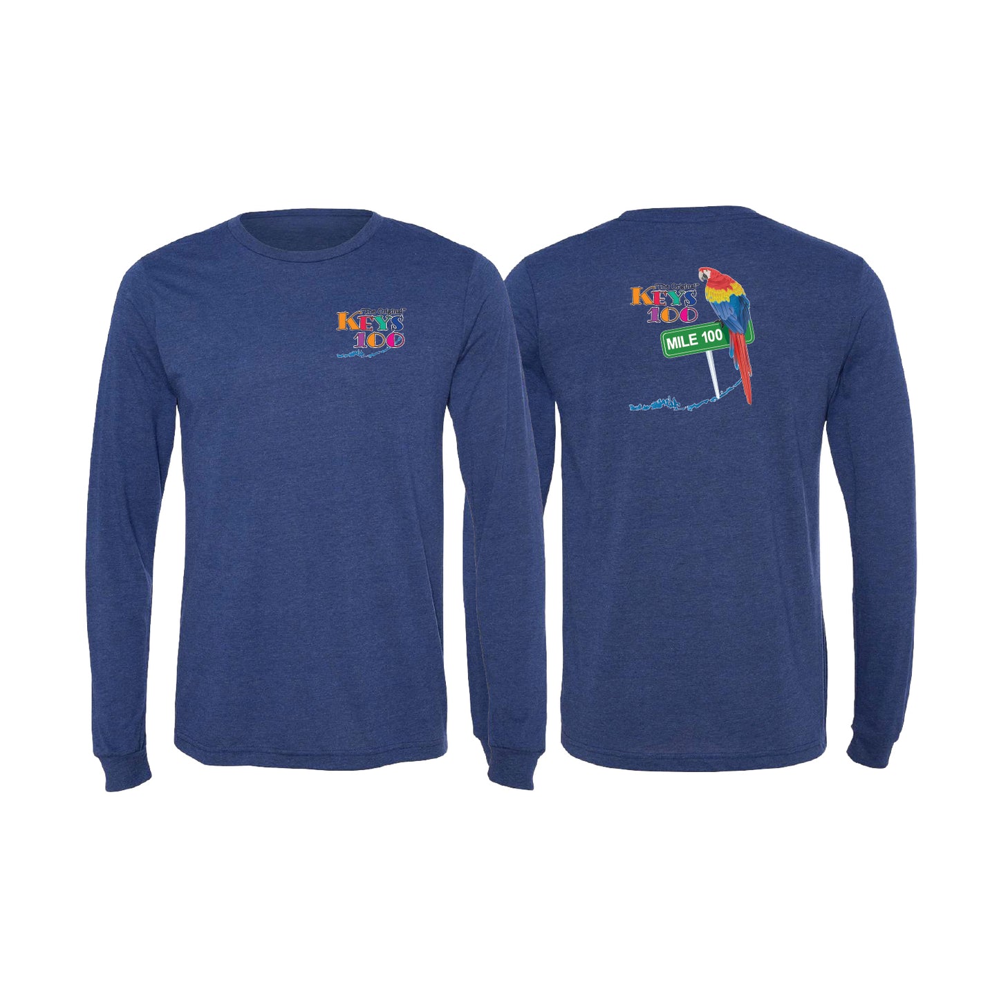 Long Sleeve Tri Blend Tee- Navy